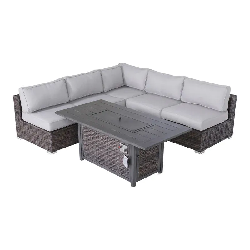6 Piece Sectional Sofa Set With Cushions - Brown by Couch.com