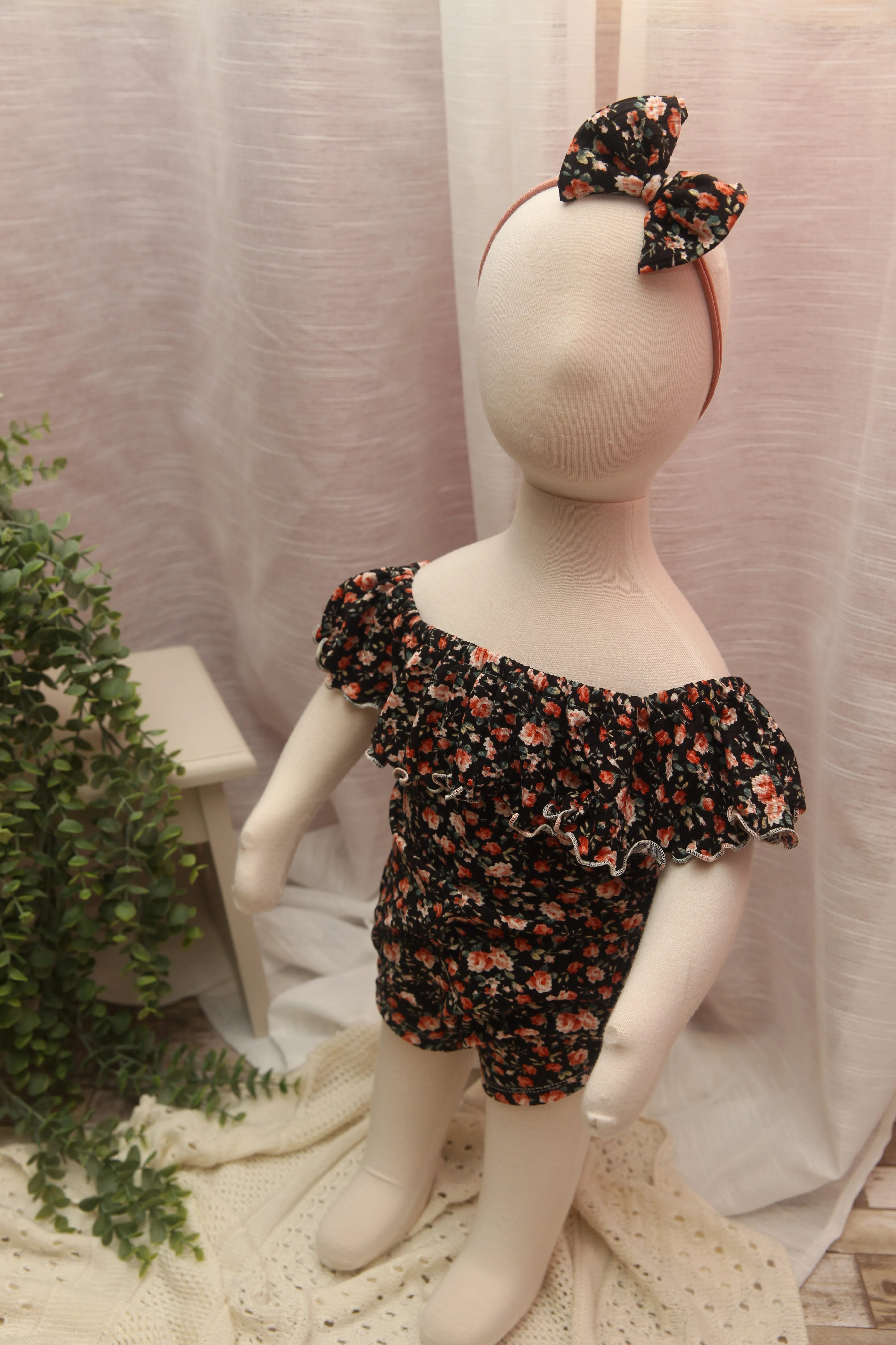Anisa- Newborn or Sitter Flutter Romper; Newborn Romper; Sitter Romper; Midnight Garden; MADE TO ORDER