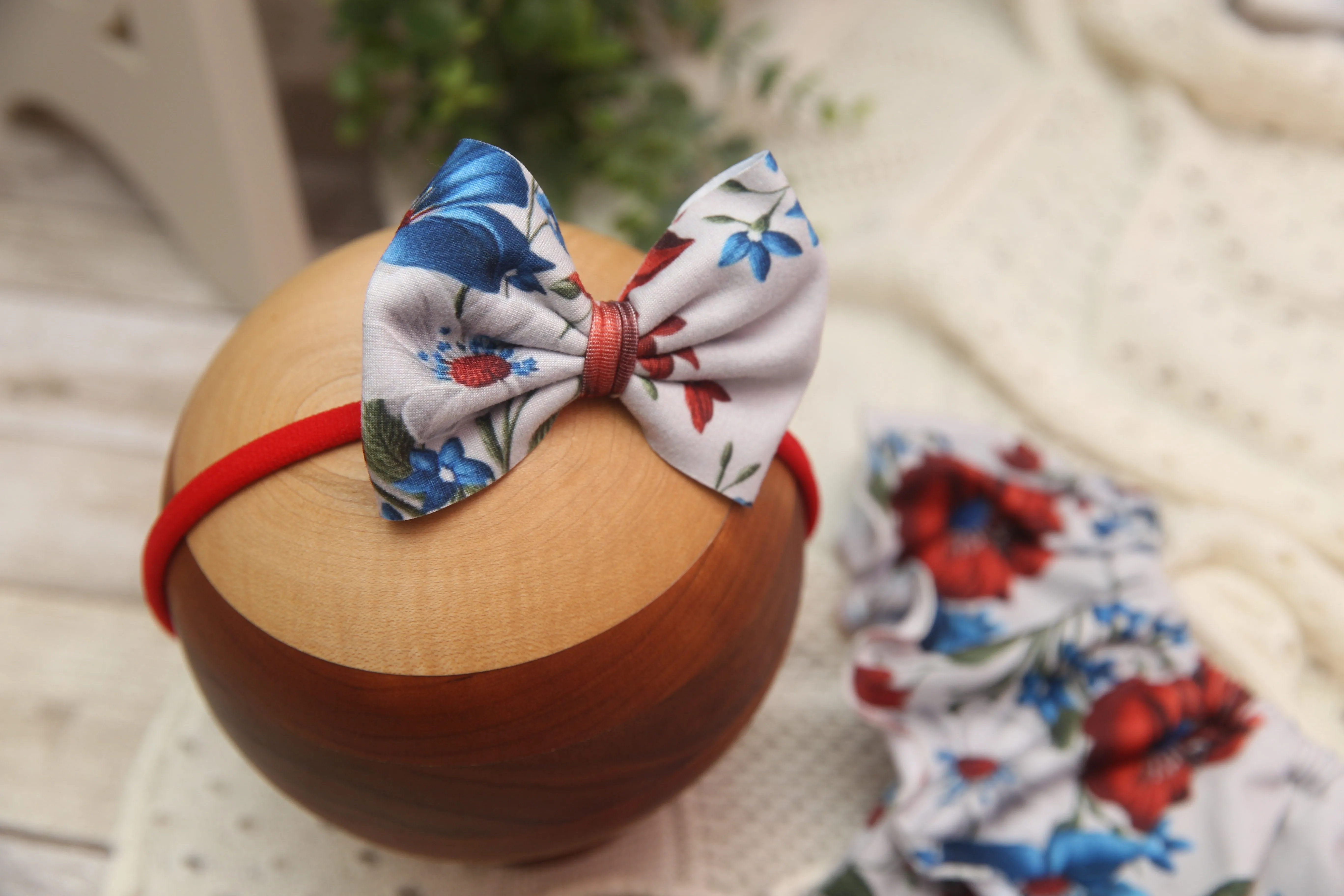 Anisa- Newborn or Sitter Flutter Romper; Newborn Romper; Sitter Romper; Patriotic 3D Floral; MADE TO ORDER