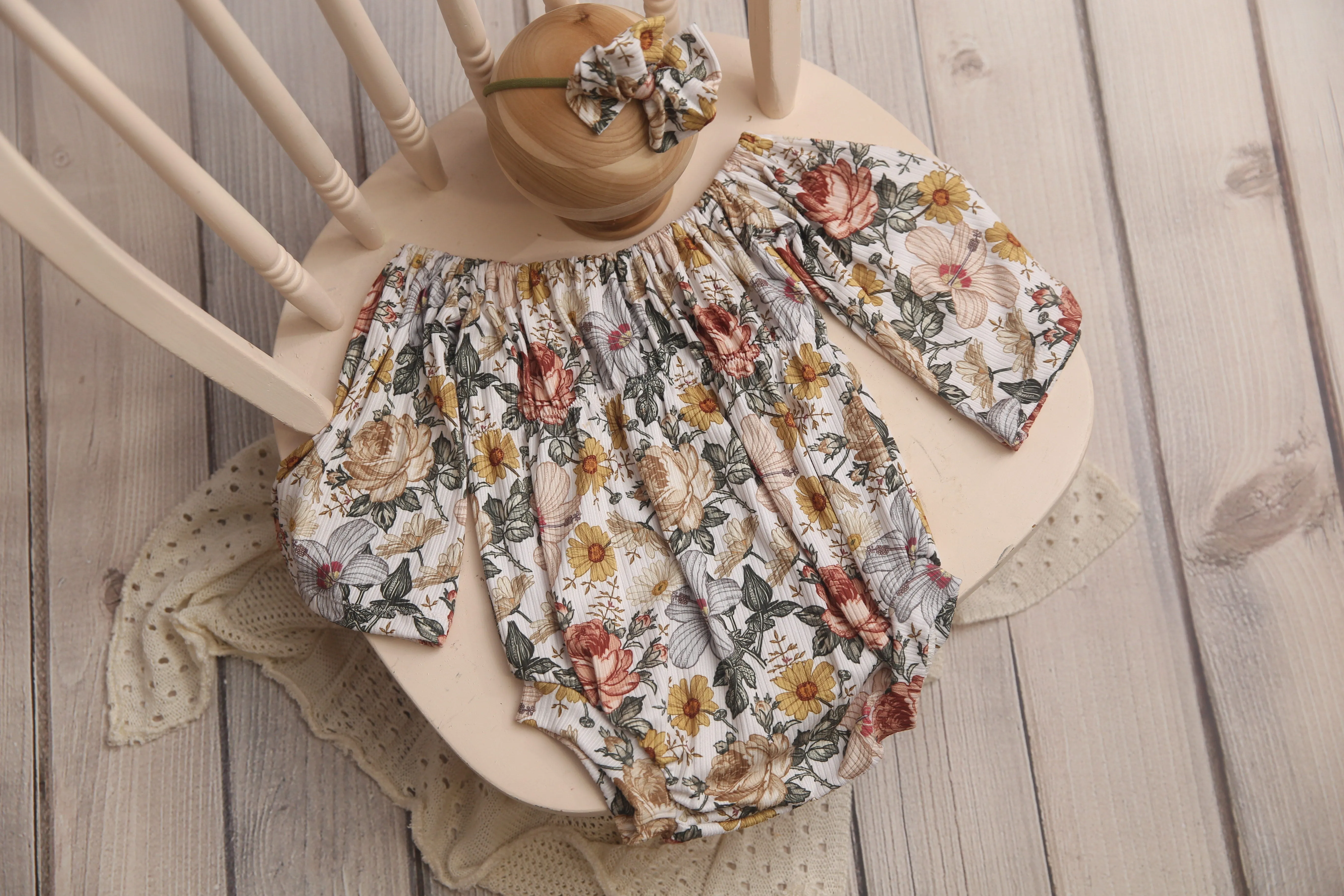 Bellami Romper; 0/3 Month-18/24 Month; Vintage Garden; Cakesmash- MADE TO ORDER