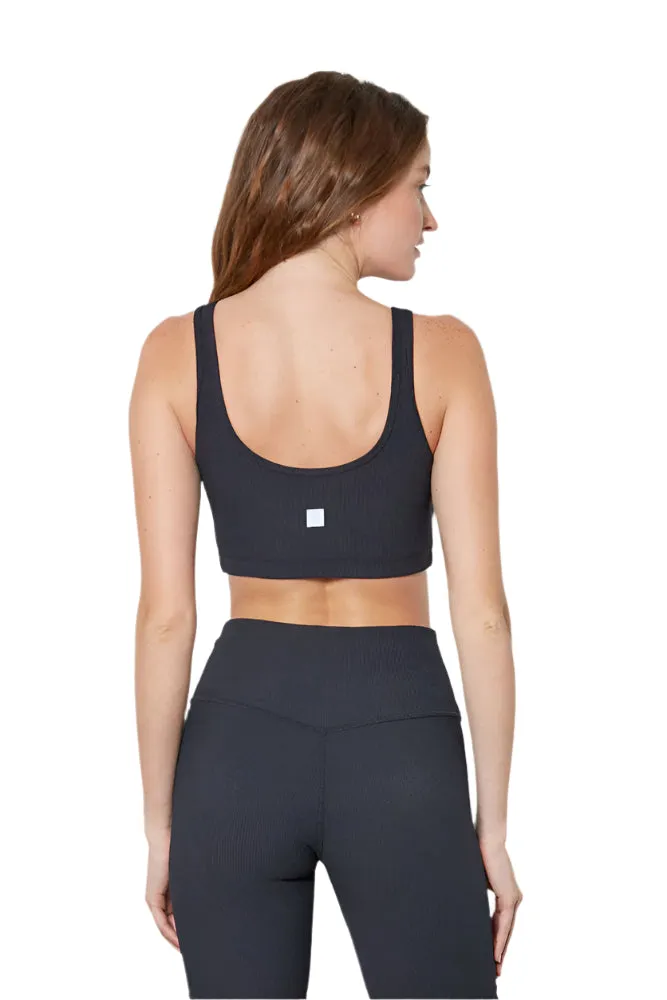 Black Scarlett Ribbed Sports Bra