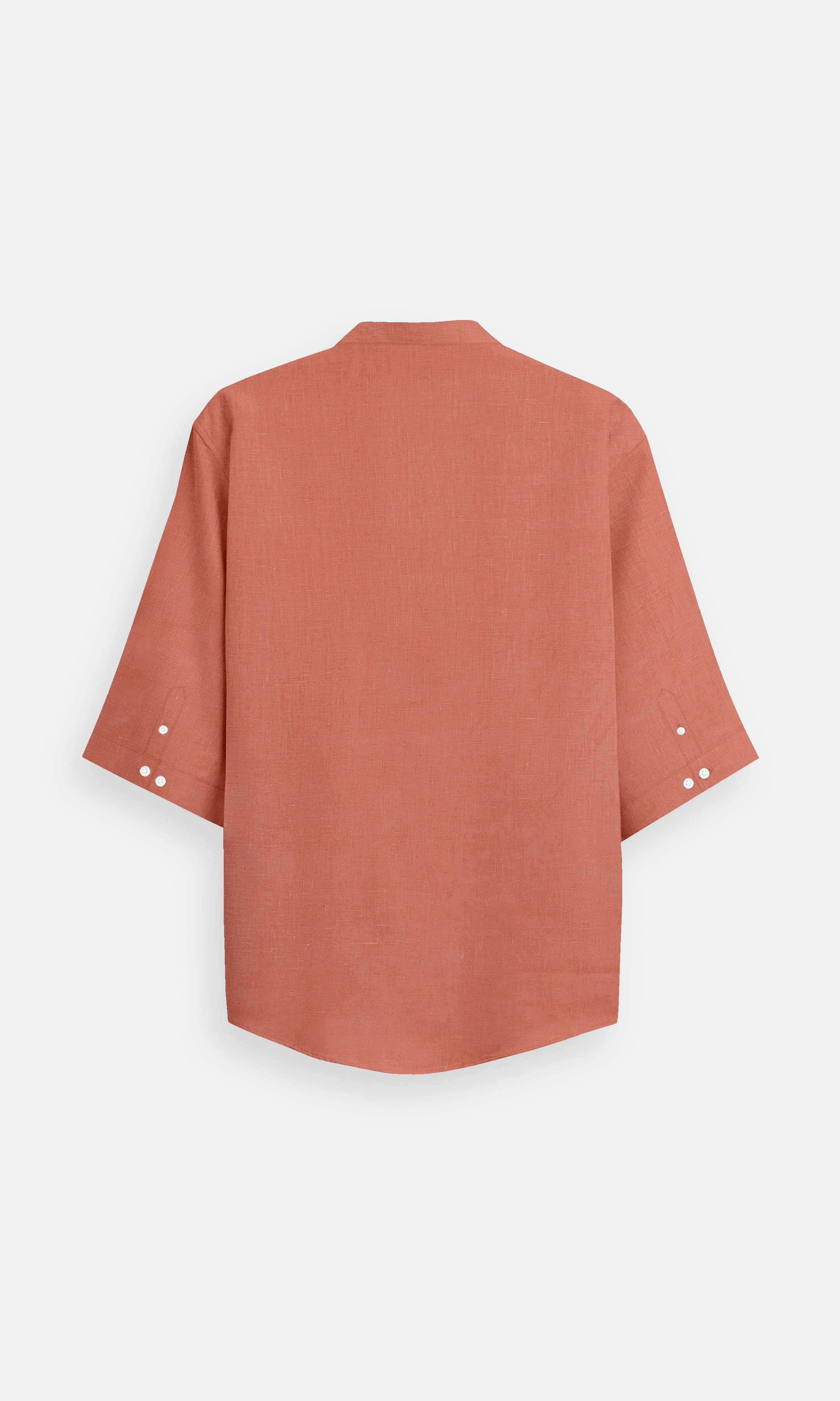 Burnt Orange Formal Pure Linen Kurta Style Shirt - AddysForMen