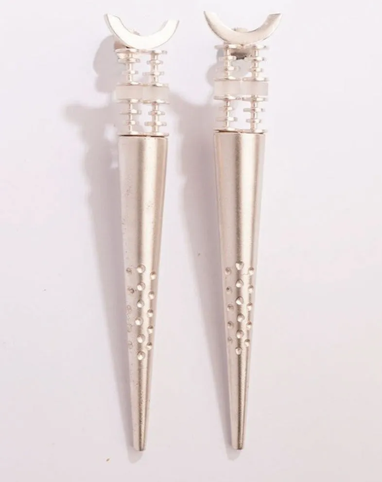 Candlelight Duet Silver Plated Spike Earrings