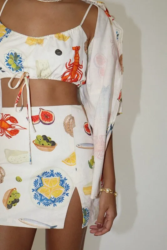Capri Bon Appetit Crop Top Cream Multi