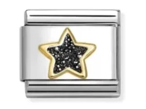 CLASSIC GLITTER,STEEL, ENAMEL, 18K GOLD BLACK STAR