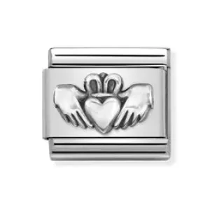 Classic OXIDIZED st.steel sterling silver Claddagh   330101/53