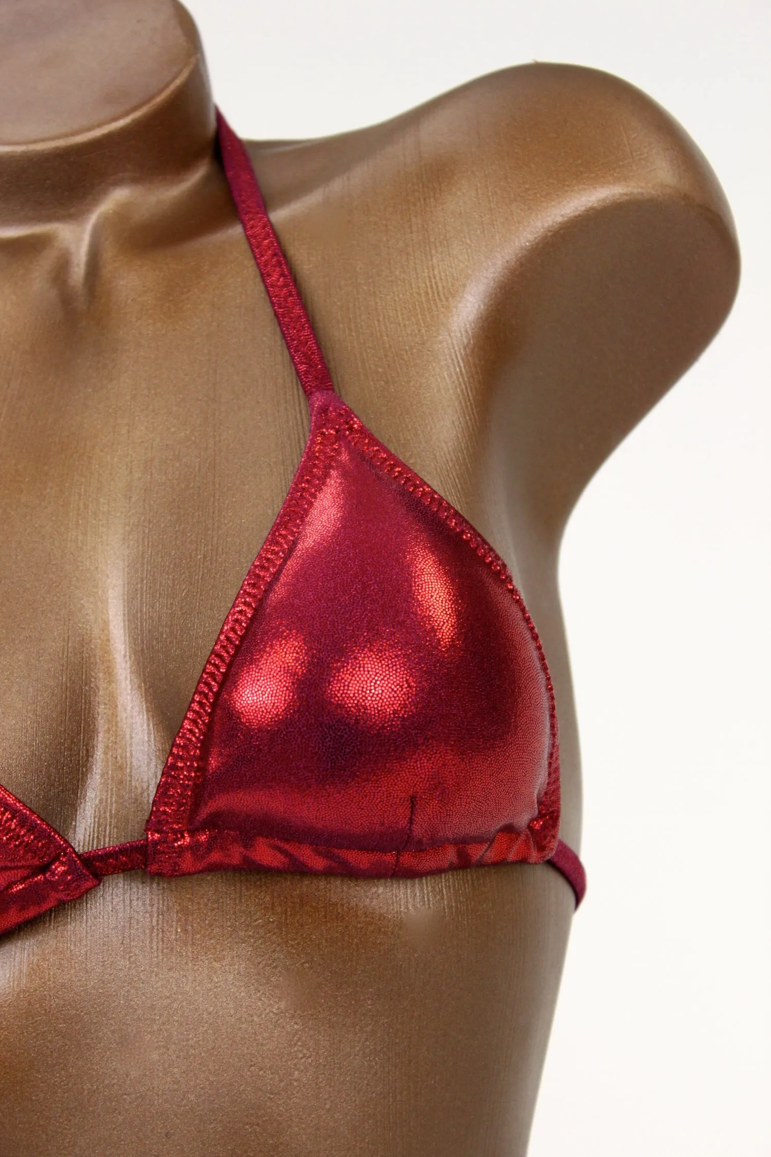 Deep Red Metallic Spandex Posing Suit