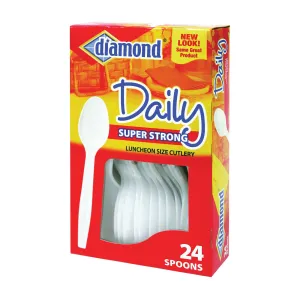 diamond 00044 Dinnerware Spoon Set, Polystyrene, White