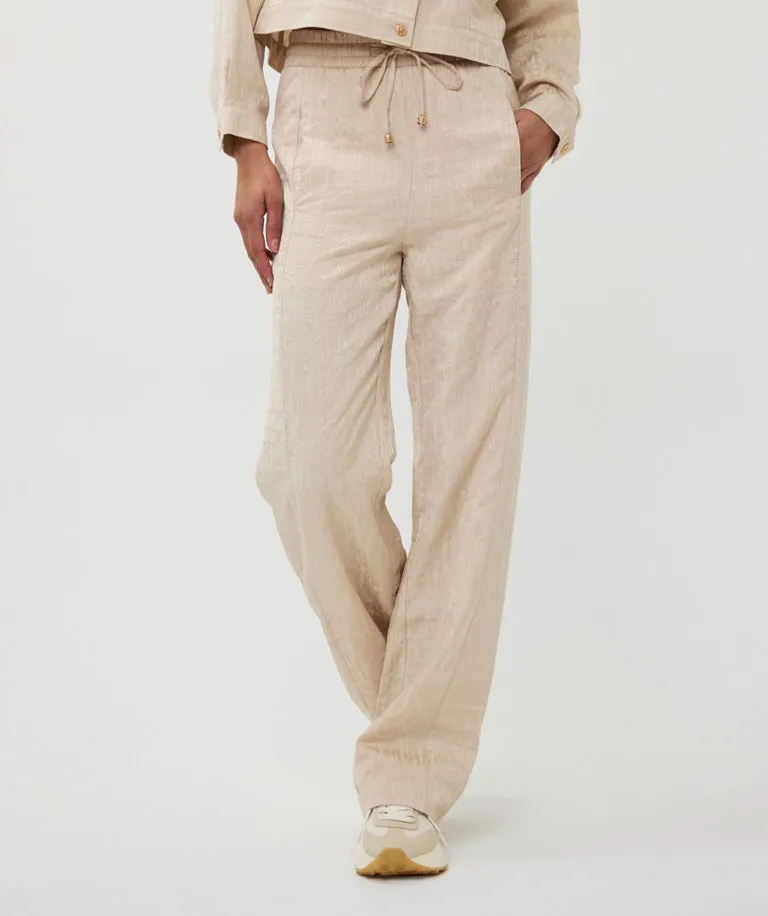 Esqualo Sand Elasticated Ivory Leopard Trousers