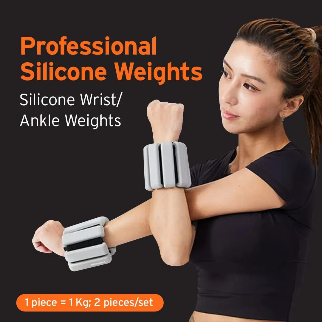 HEAD Wrist/Ankle Weights & Resistance Tube   Ring Tube Combo | Adjustable Weights: (2 x 1 Kgs) | Resistance: 10 Kg
