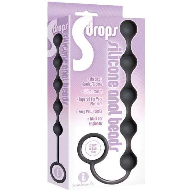 Icon Brands - S Drops Silicone Anal Beads (Black)