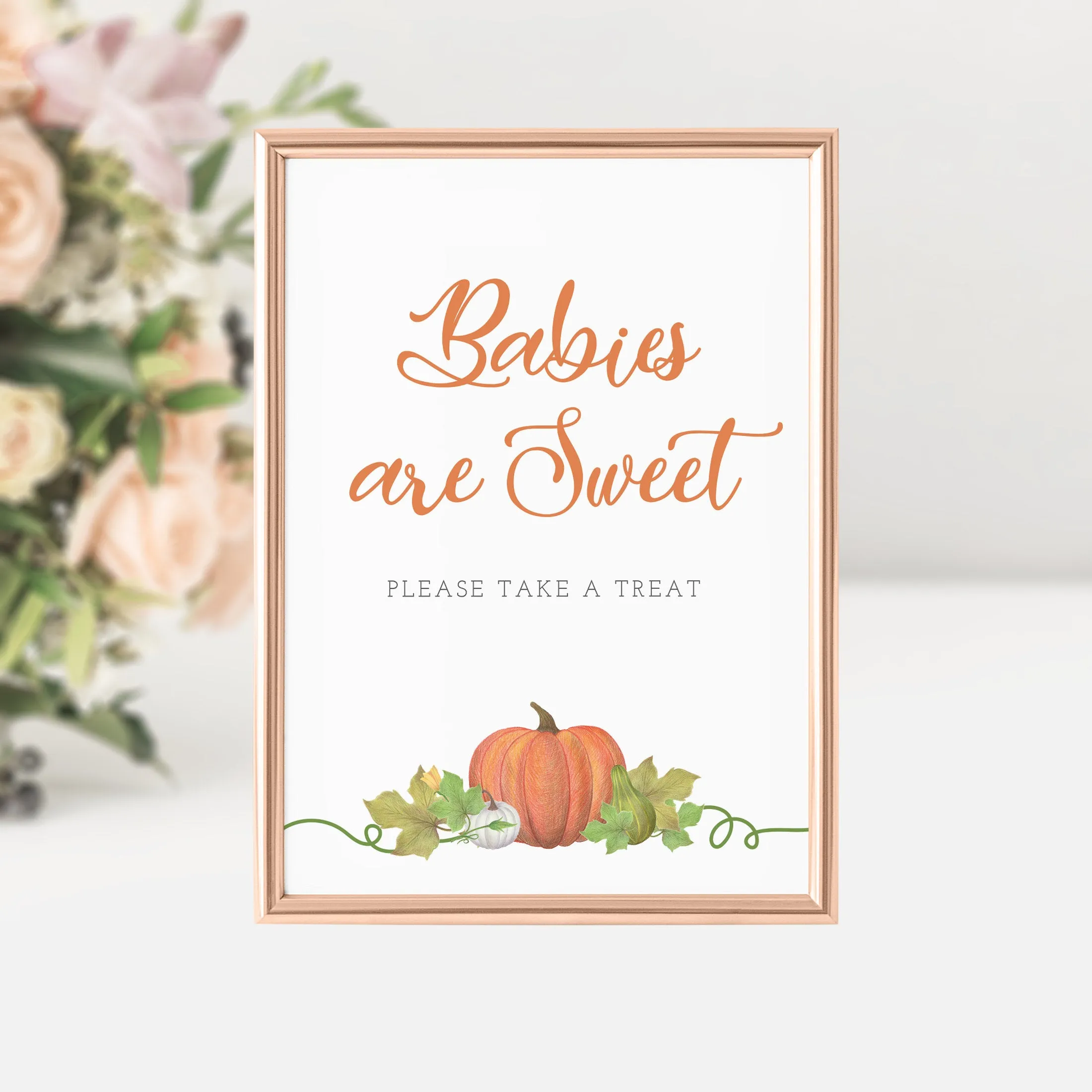 Little Pumpkin Baby Shower Treat Sign, Printable Fall Babies Are Sweet Dessert Table Sign, INSTANT DOWNLOAD - HP100