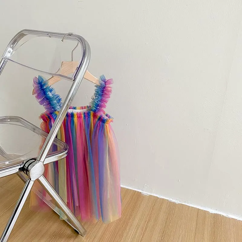 Magical Rainbow Sleeveless Tulle Dress