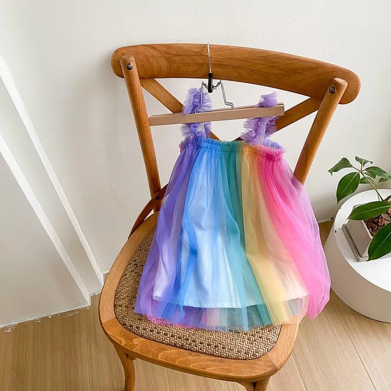 Magical Rainbow Sleeveless Tulle Dress