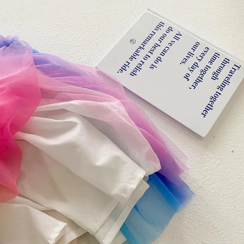 Magical Rainbow Sleeveless Tulle Dress