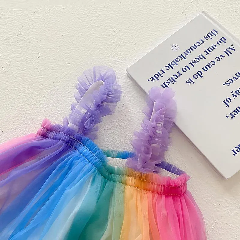 Magical Rainbow Sleeveless Tulle Dress