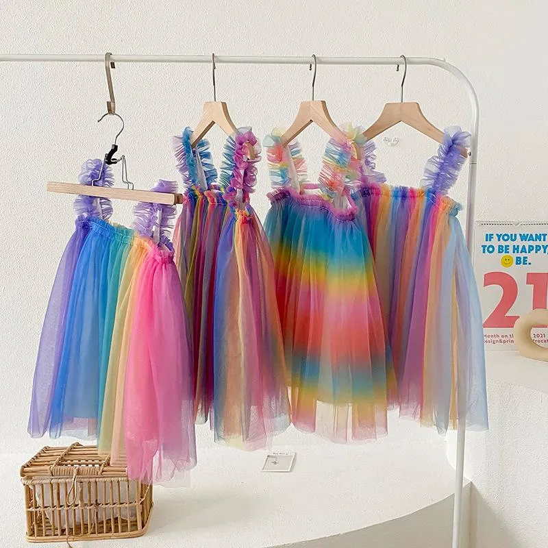 Magical Rainbow Sleeveless Tulle Dress