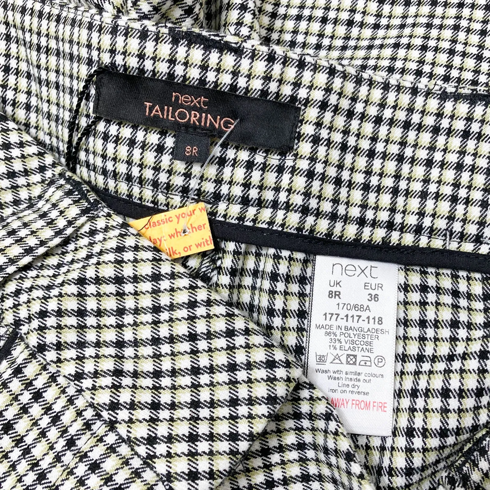 Next Plaid Check Cropped Wide Leg Trousers UK 8R