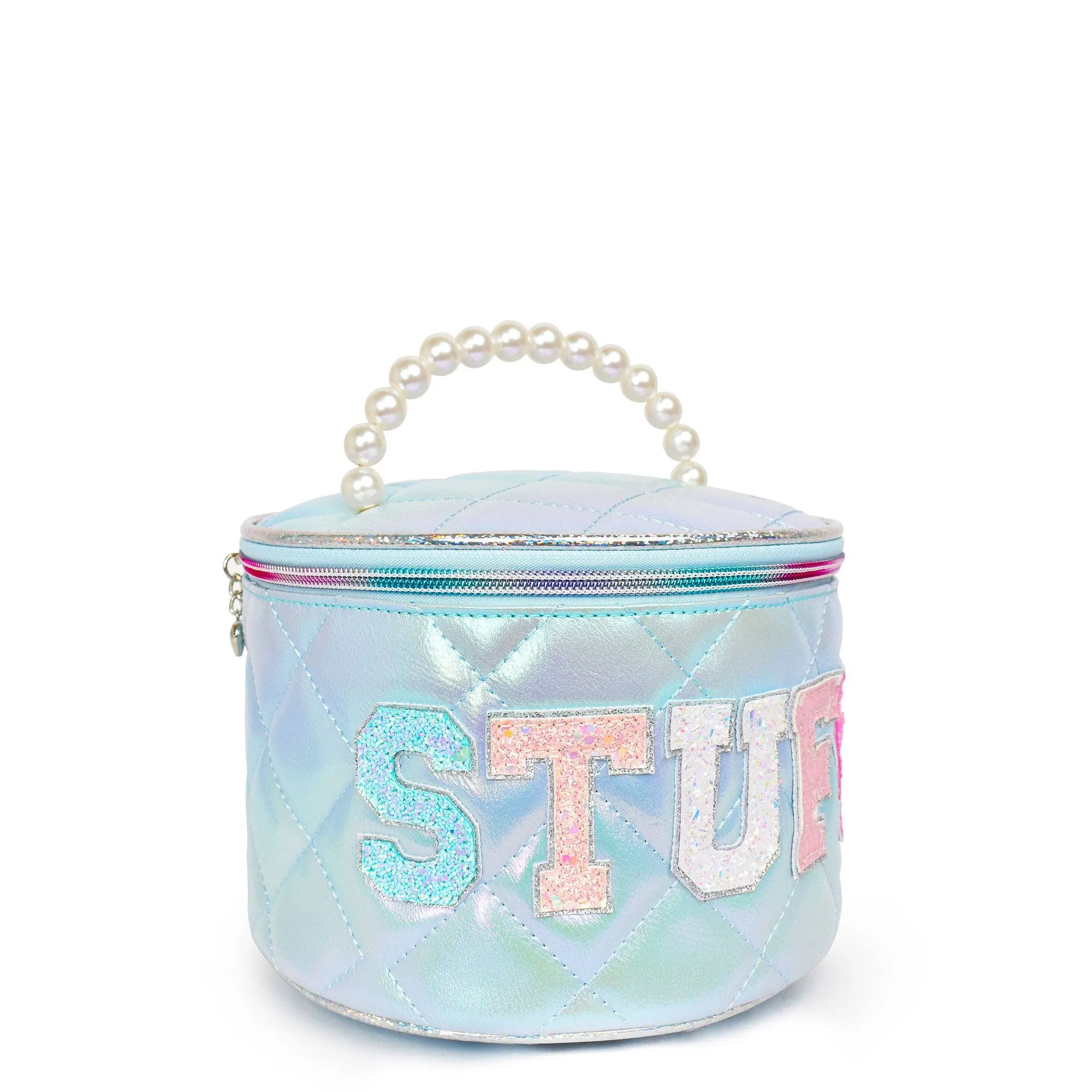 OMG Accessories - 'Stuff' Metallic Quilted Rounded Glam Bag