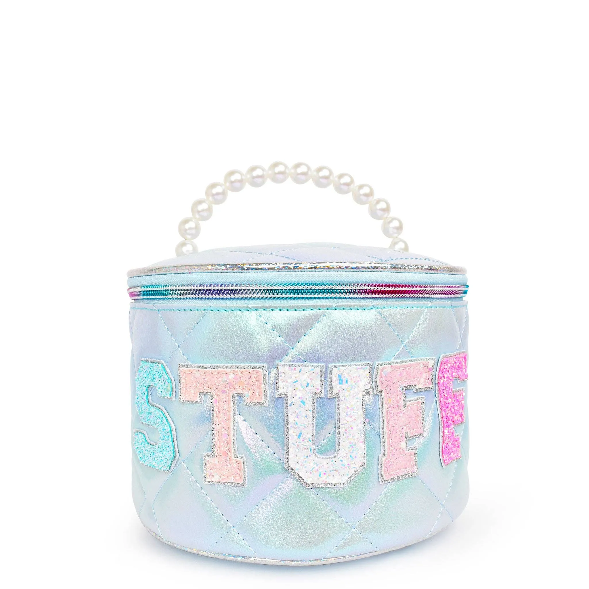 OMG Accessories - 'Stuff' Metallic Quilted Rounded Glam Bag