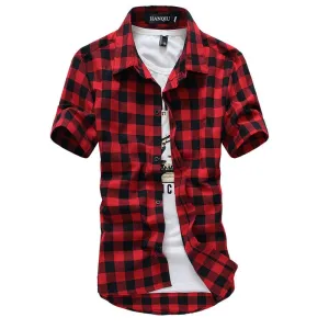 Red And Black Plaid Shirt Men Shirts 2020 New Summer Fashion Chemise