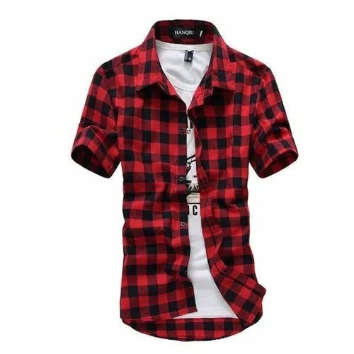 Red And Black Plaid Shirt Men Shirts 2020 New Summer Fashion Chemise
