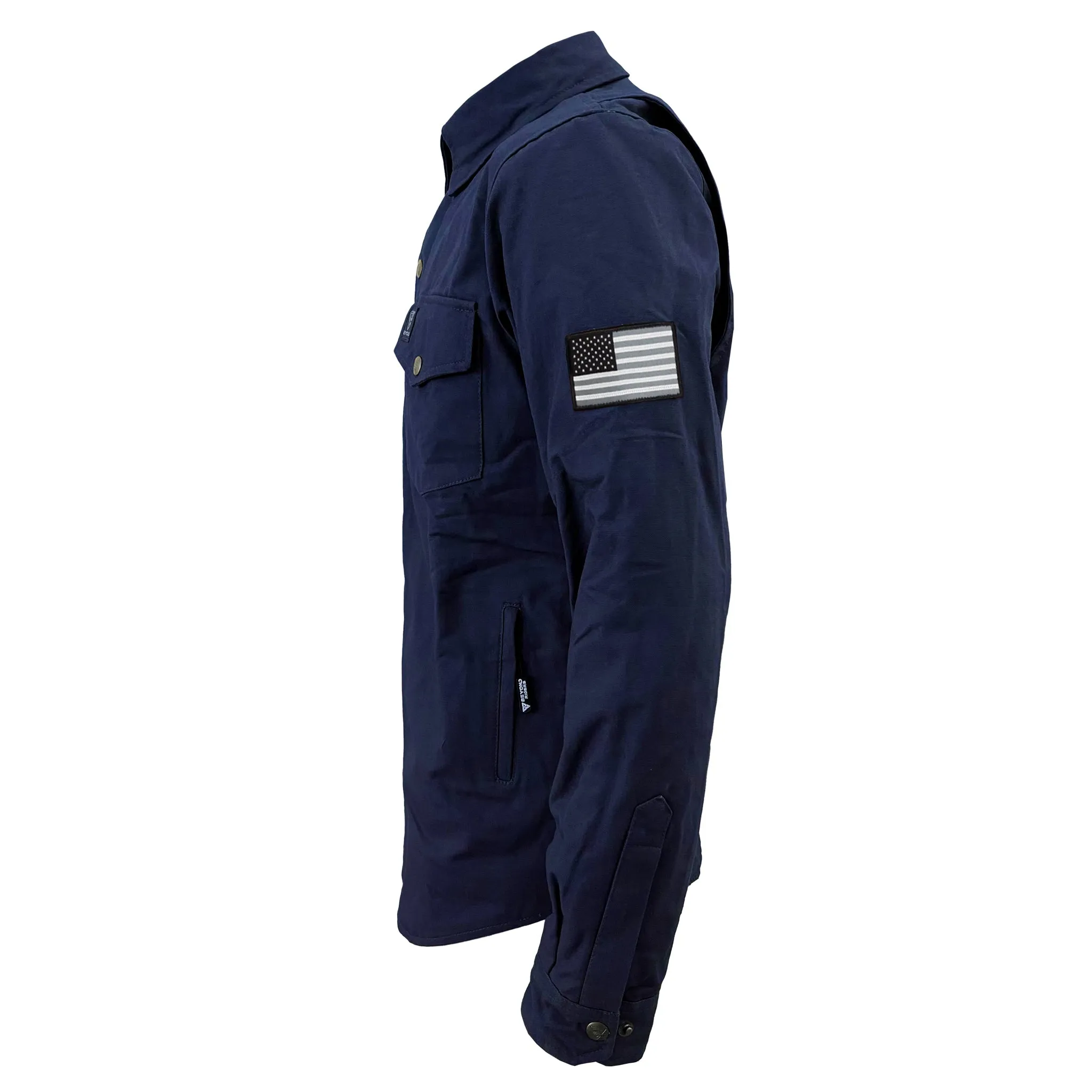 SALE Protective Canvas Jacket for Men - Navy Blue Solid with Pads