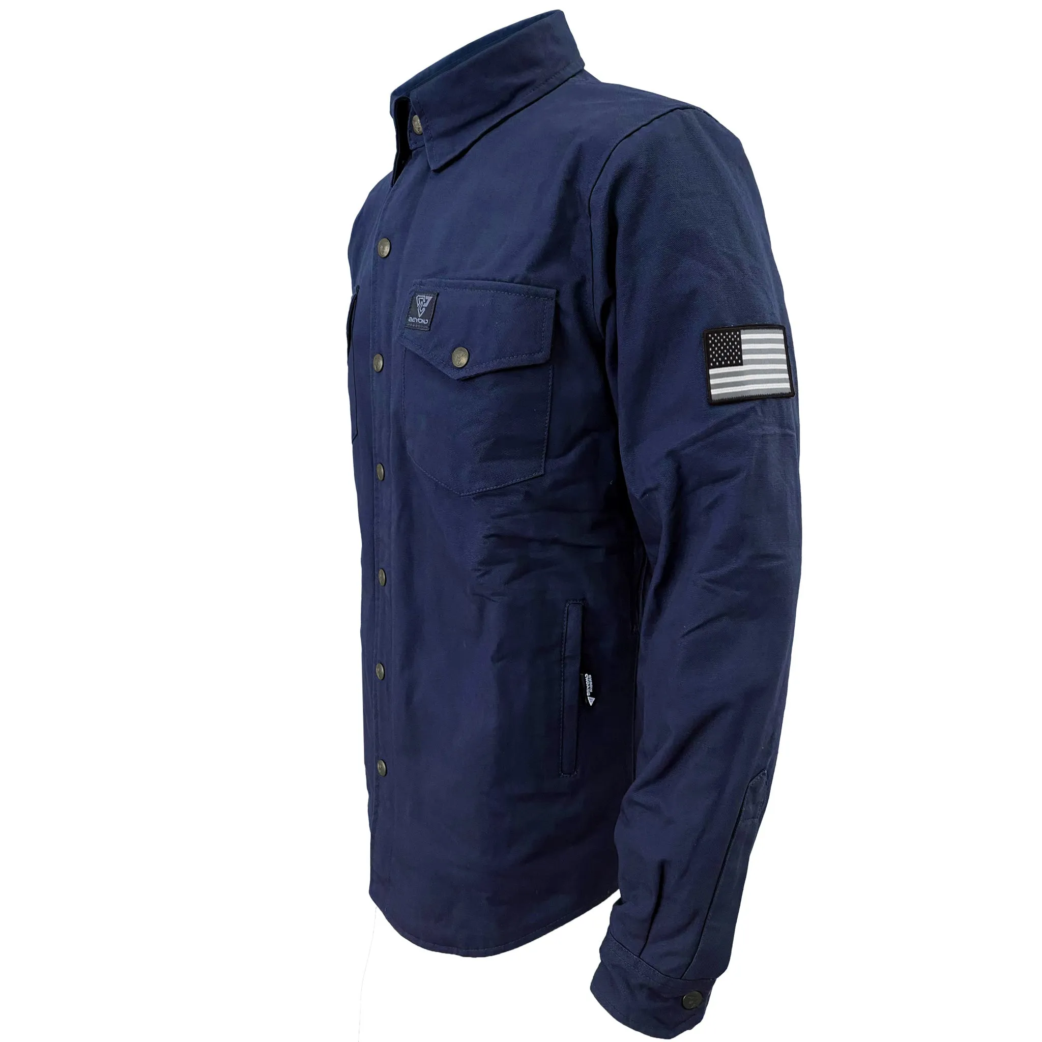 SALE Protective Canvas Jacket for Men - Navy Blue Solid with Pads