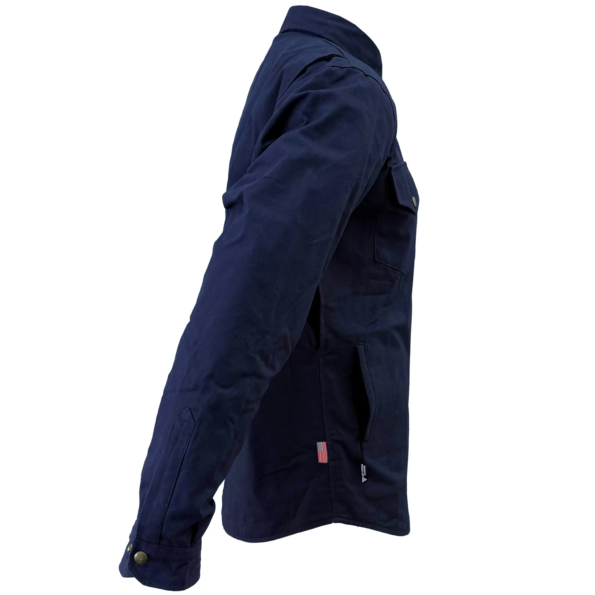 SALE Protective Canvas Jacket for Men - Navy Blue Solid with Pads