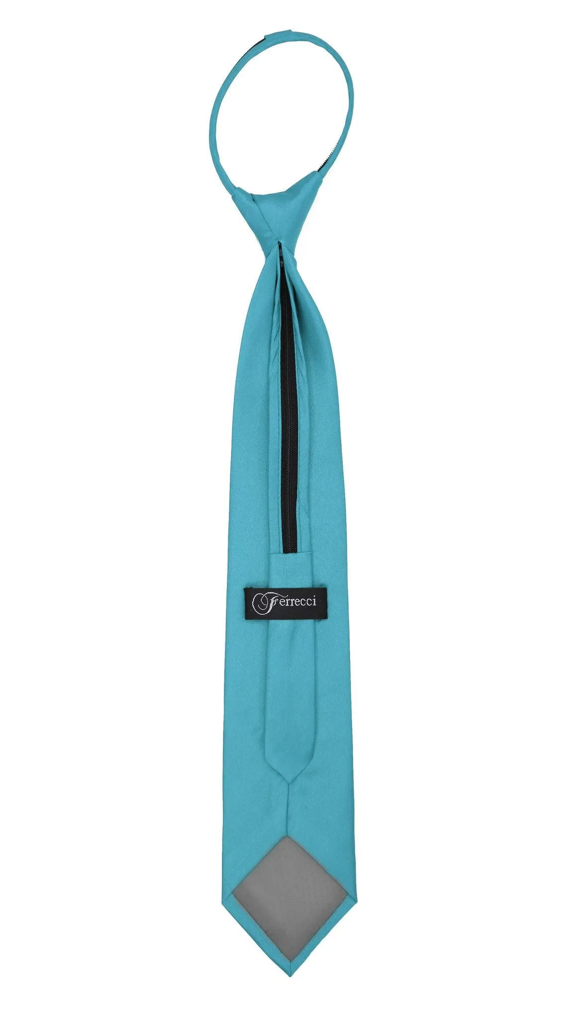 Satine Turquoise Zipper Tie with Hankie Set