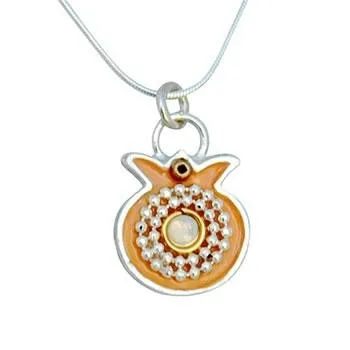 Silver Enamel Pomegranate Necklaces