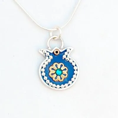 Silver Enamel Pomegranate Necklaces