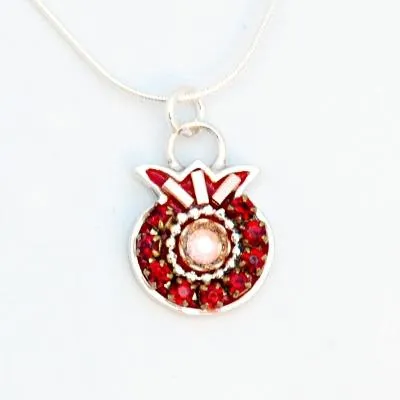 Silver Enamel Pomegranate Necklaces