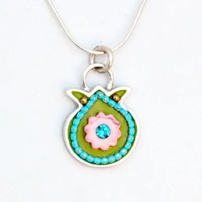 Silver Enamel Pomegranate Necklaces