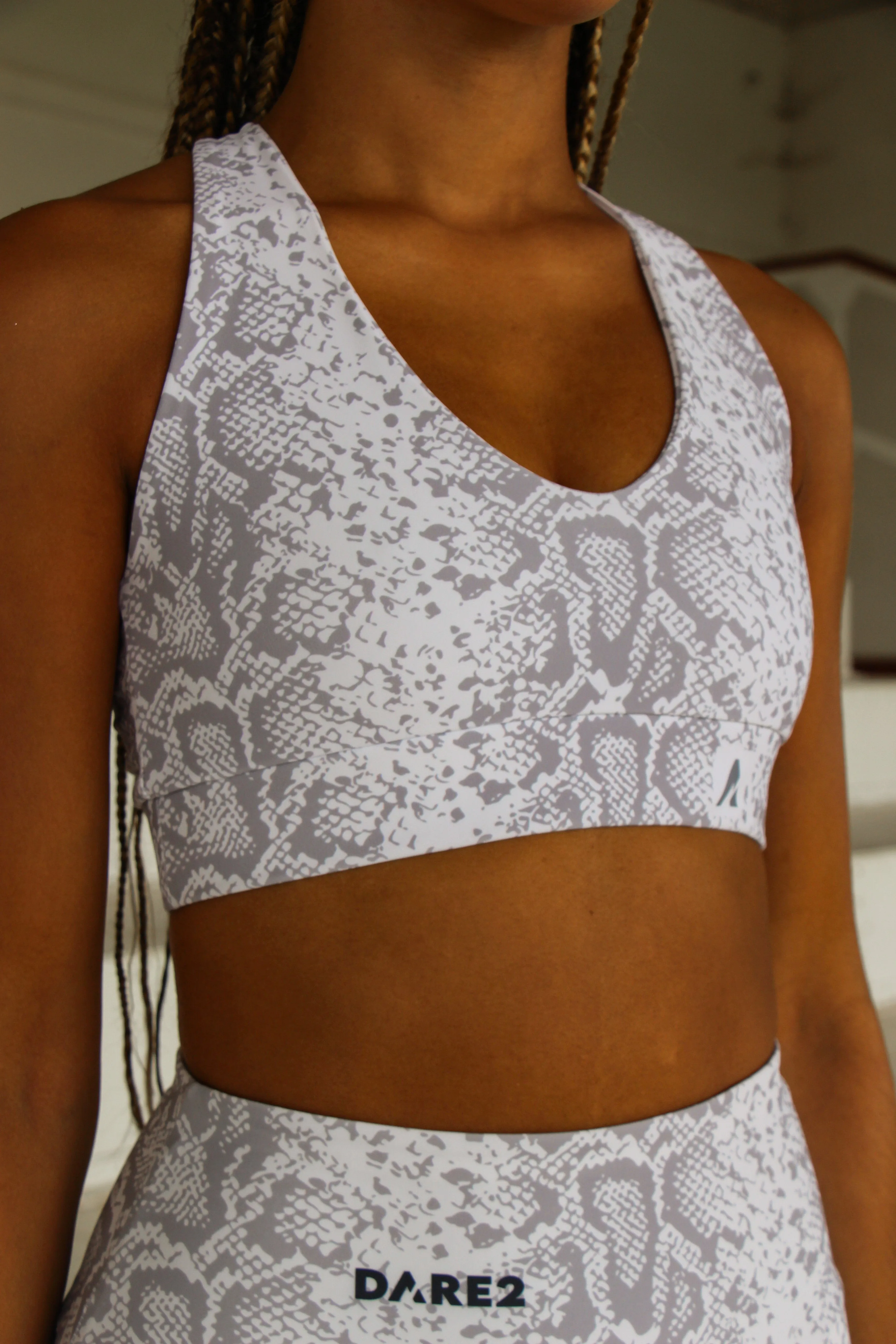 Silver Snake Cross-Back Sports Bra