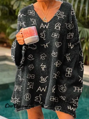 Western Cattle Brands Print Women's Casual Pullover Sweater
