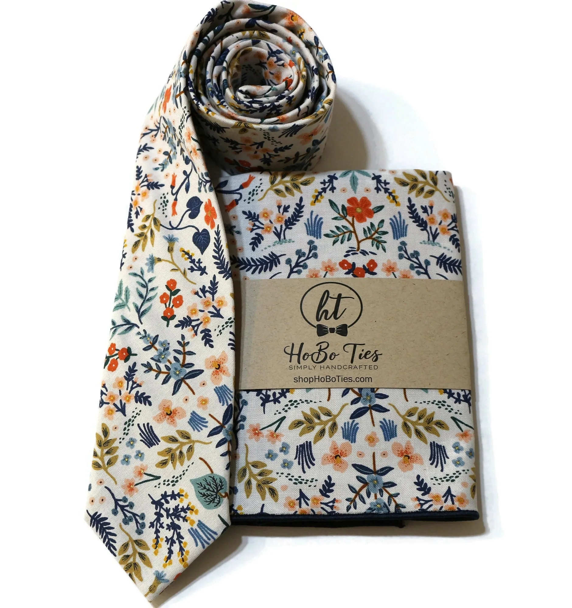 White Metallic Wildwood Floral Necktie