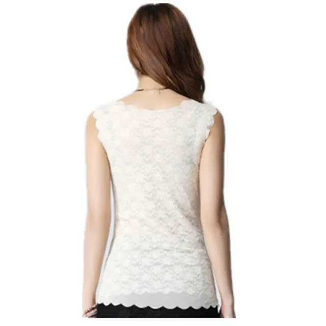 Women Tank Tops Fashion Lace Women's Tank Crochet Embroidery Fitness Summer Casual Blouse Camisole Sleeveless Shirt For Female